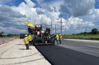 Paving new eastbound SR 52 roadway west of McKendree Road (9/13/2021 photo)