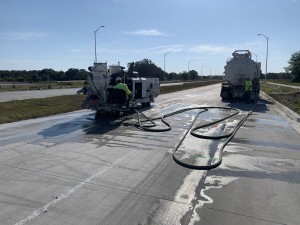 Grinding the concrete roadway for a smoother ride (May 2021 photo)