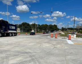 Traffic on Curley Road was put back into the original alignment on new pavement on October 5, 2022 (10/5/2022 photo)