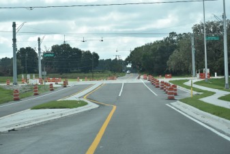 Looking south on Curley Road at intersection of the new SR 52 alignment at McCabe Road (11/1/2022 photo)