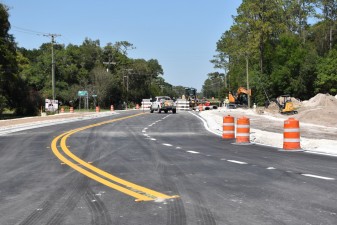 Looking east at the almost-completed connecting road between CR 52 (old SR 52) and new SR 52, just west of Emmaus Cemetery Road (5-4-2023 photo)