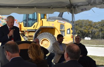 FDOT Secretary David Gwynn, P.E. address the crowd during a new alignment opening day event (2/17/2023 photo)
