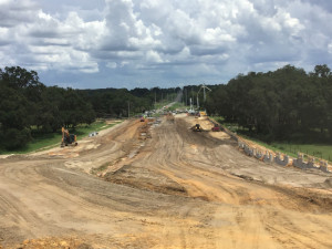 The new SR 52 alignment being constructed - looking east towards Prospect Road (August 13, 2020 photo)