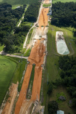 New roadway and drainage pond construction (August 18, 2020 photo)