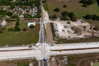 Looking north over Curley Road at the new SR 52 intersection (3-16-2023 photo)