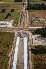 Looking east over new SR 52 concrete road paving at Curley Road intersection (December 13, 2020 photo)