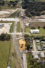 Looking south over Curley Road. Traffic is on a temporary alignment to build the new SR 52 intersection (2/15/2021 photo)