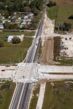Looking north over Curley Road at the new SR 52 intersection (2/16/2023 photo)