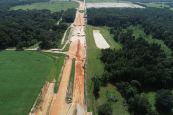 Looking east at new SR 52 construction at Wichers Road (August 21, 2020 photo)