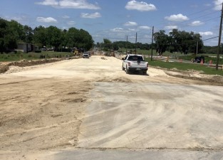 Looking north on Curley Road at new intersection construction (April 2021 photo)