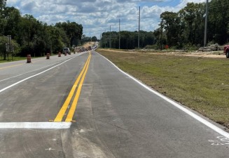 A traffic shift was put into place on April 26, 2021 on the new alignment shown in the photo. This is looking east on Clinton Avenue, just east of Prospect Road (photo 4/26/2021)