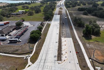 Looking east over SR 50 from the west end of the project at US 301 to the bridge approach over the railroad tracks (4-29-2025 photo)