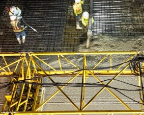 Deck pour for the new westbound SR 50 bridge over the railroad tracks (9-18-2025 photo)
