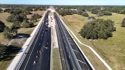 Looking west at work winding down towards the west end of the project, east of US 301 (10-31-2025 photo)
