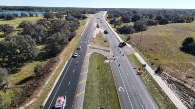 Looking east at median and final paving work, east of US 301 (10-31-2025 photo)