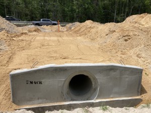 New storm water drainage structure under what will be the new eastbound SR 50 roadway (4-28-2023 photo)