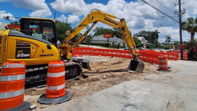 Image showing construction equipment filling in a section of roadway after drainage pipe installation work on SR 60 (Kennedy Blvd) Photo May 2026
