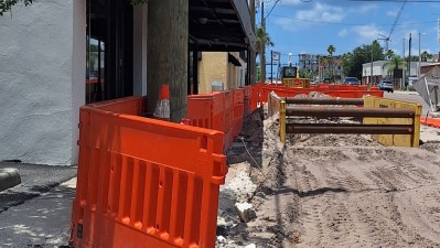 Image showing construction equipment (trench box) used during drainage pipe installation work on SR 60 (Kennedy Blvd) Photo May 2026
