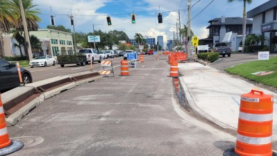 Image showing newly installed sidewalk and temporary pedestrian walkway along SR 60 (Kennedy Blvd) Photo September 2026