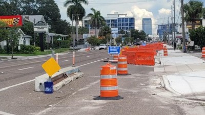 Image showing newly installed sidewalk and temporary pedestrian walkway along SR 60 (Kennedy Blvd) Photo September 2026