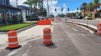 Image showing newly installed sidewalk and temporary pedestrian walkway along SR 60 (Kennedy Blvd) Photo September 2026