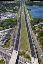 Looking east towards from the 50th Street interchange, you can see the I-4 repaving is nearly complete as shown by the dark pavement (May 7, 2020 photo)