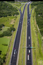 Looking east towards the I-75 interchange, you can see the I-4 repaving is complete as shown by the dark pavement  (May 7, 2020 photo)