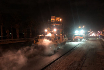 Rolling new asphalt on Interstate 4