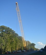 Pile driving for a new bridge on the west side of US 98 over the Hillsborough River (7-2-2024 photo)