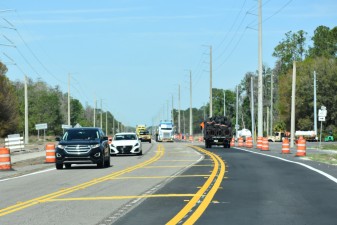Traffic has been shifted on US 98 at the SR 471 intersection (3-14-2025 photo)