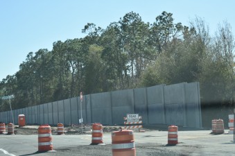 Noise barrier construction south of Little Cypress Drive (2-5-2026 photo)