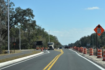 Looking south on US 98 at Big Cypress Blvd. where a roundabout is being built (2-5-2026 photo)