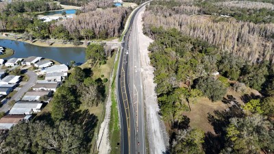 Looking north over US 98 at Big Cypress Boulevard (1-2-2025 photo)