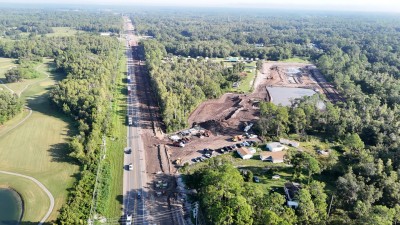Looking northwest over US 98, just north of Little Cypress Drive (8-29-2025 photo)