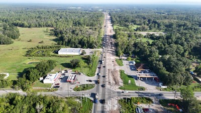 Looking northwest over US 98 at the Rock Ridge Road intersection (8-29-2025 photo)
