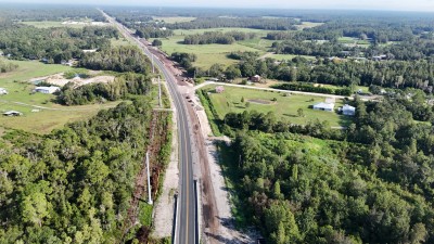 Looking northwest over US 98 at the Perkle Road intersection (8-29-2025 photo)