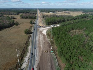 Construction at US 98 and SR 471 intersection where a roundabout will be built (12-3-2025 photo)