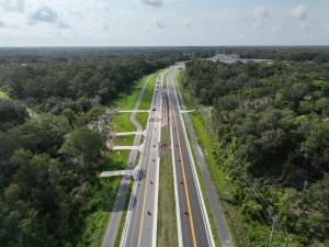 Looking southeast over US 98 toward the south end of the project (7-31-2026 photo)