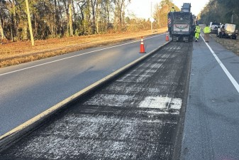 Milling old asphalt on US 98 in preparation to place new asphalt (1-19-2026 photo)