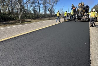 Paving new asphalt on US 98 (1-19-2026 photo)