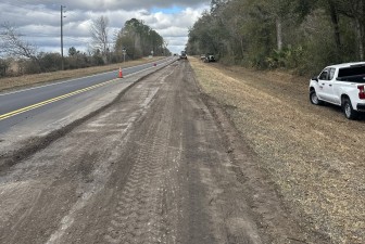 Shoulder work along US 98 (2-16-2026 photo)