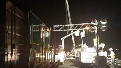 I-75 overhead sign installation work August 2020