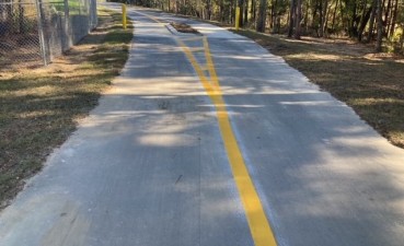 New pavement markings on the trail (January 2022 photo)