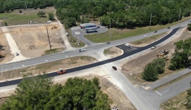 US 41 traffic near W. Withlacoochee Trail was shifted to the new, temporary pavement on the east side in May to allow for construction of the pedestrian underpass.