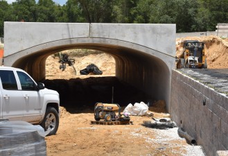 Looking from west to east at the pedestrian underpass under construction (7/22/2021 photo)