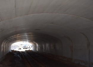 Inside the pedestrian underpass looking west (7/22/2021 photo)