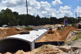Filling the trench area where the underpass segments were placed (7/22/2021 photo)