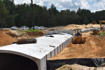 Filling the trench area where the underpass segments were placed (7/22/2021 photo)
