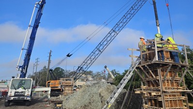 Crews form structural base for bridge deck (March 2026 photo)