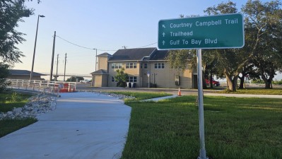 Directional signage for trails. north of pedestrian bridge (August 2026 photo)